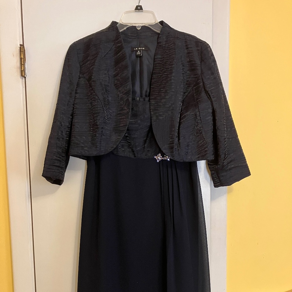 Le Bos navy women’s size 10 cocktail dress with jacket